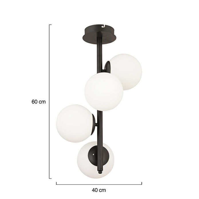 Apliqa Uzel 4lü Siyah Modern Mutfak Yatak Odası Retro Salon Avize