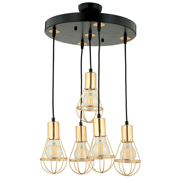 Apliqa Ciri 5 Li Yuvarlak Bakır Kaplama Tel Modern Genç Odası Mutfak Oturma Odası Salon Sarkıt Avize