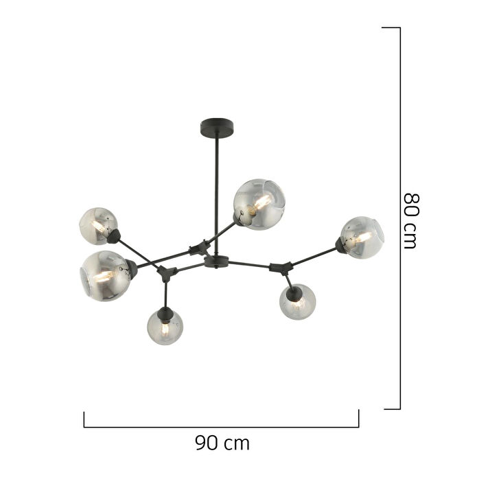 Apliqa Bürke 6li Avi̇ze Si̇yah Modern Koridor Yatak Odası Salon Avize