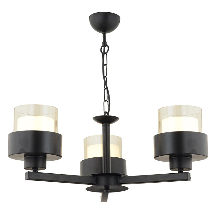 Apliqa Carla 3 Kollu Siyah Modern Genç Odası Mutfak Oturma Odası Retro Salon Avize