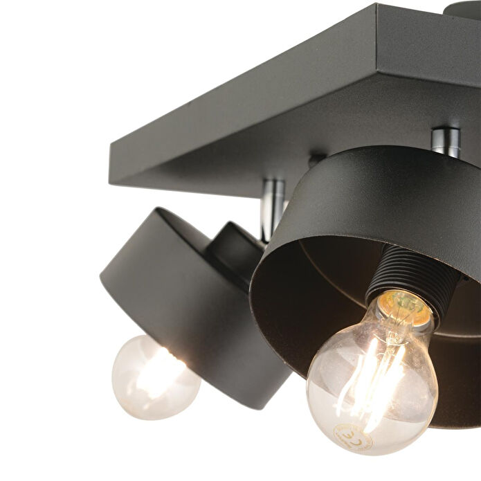 Apliqa Meriç 4'lü Siyah Plafonyer Modern Retro Genç Odası Mutfak Salon Avize