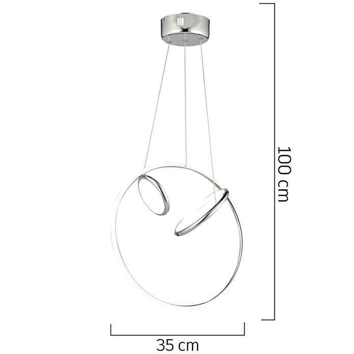 Apliqa Acosta Krom Sarkıt 44 Watt Sarkıt Ledli Ofis Avizeleri Modern Mutfak Banyo Led Salon Sarkıt Avize