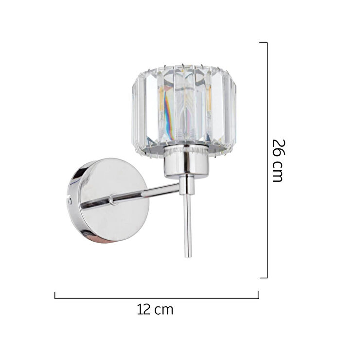 Apliqa Sadem 4 Lü Krom Kaplama 3 Parça Kristalli Taşlı Modern Tasarım Kristal Salon Avize-aplik Seti
