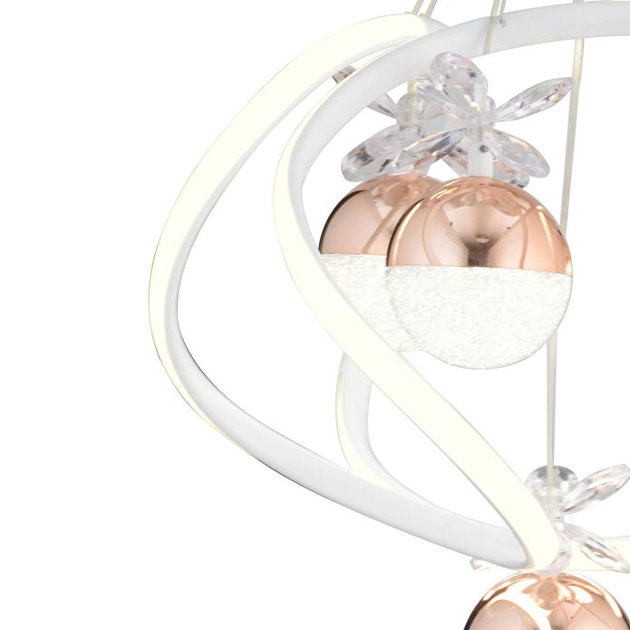 Apliqa Balca 4'lü Beyaz Bakır 3 Renkli 84 Watt Ledli Kelebek Led Avize Top Avize Modern Oturma Odası, Koridor, Salon Led Avize