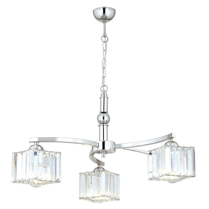 Apliqa Rima 3 Kollu Krom Kaplama Kristalli Taşlı Modern Tasarım Salon-yatak Odası Kristal Salon Avize