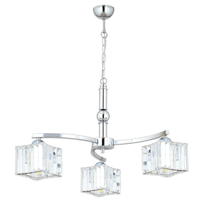 Apliqa Rima 3 Kollu Krom Kaplama Kristalli Taşlı Modern Tasarım Salon-yatak Odası Kristal Salon Avize