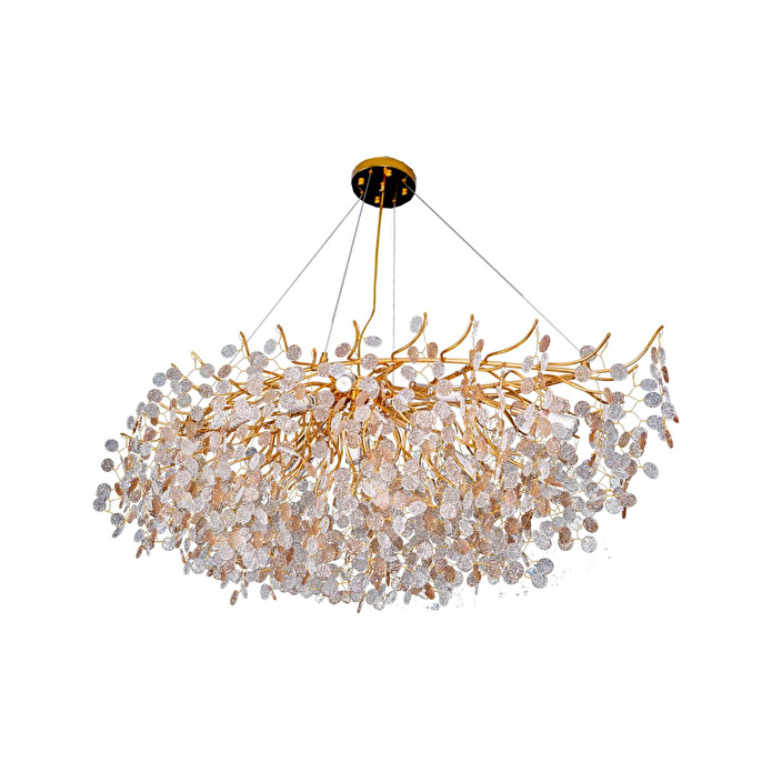 Apliqa Masal Sıralı Gold Yemek Masası Üstü, Kristal Taşlı Modern, Oturma Odası, Salon Avize