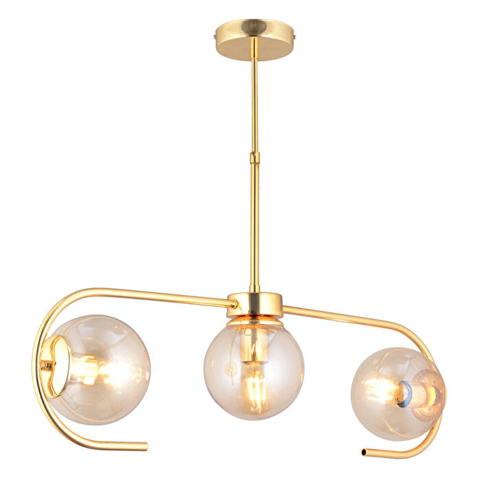 Apliqa Diaspor 3lü Sıralı Gold Modern Sarkıt Genç Odası Yatak Odası Retro Salon Avize