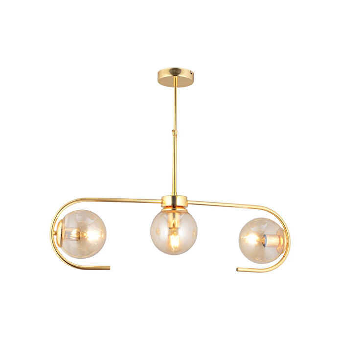 Apliqa Diaspor 3lü Sıralı Gold Modern Sarkıt Genç Odası Yatak Odası Retro Salon Avize