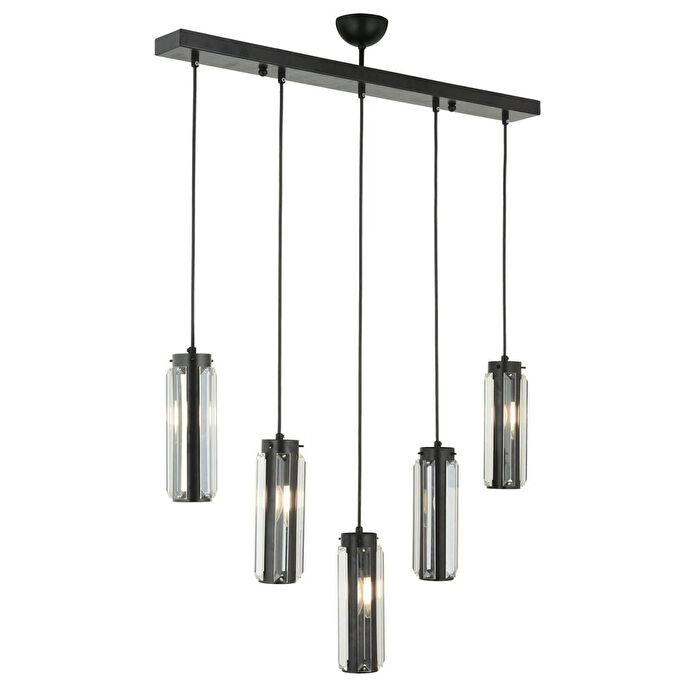 Apliqa Natali 5 Li Sıralı Siyah Salon- Modern Tasarım Yemek Masası Üstü Salon Sarkıt Avize