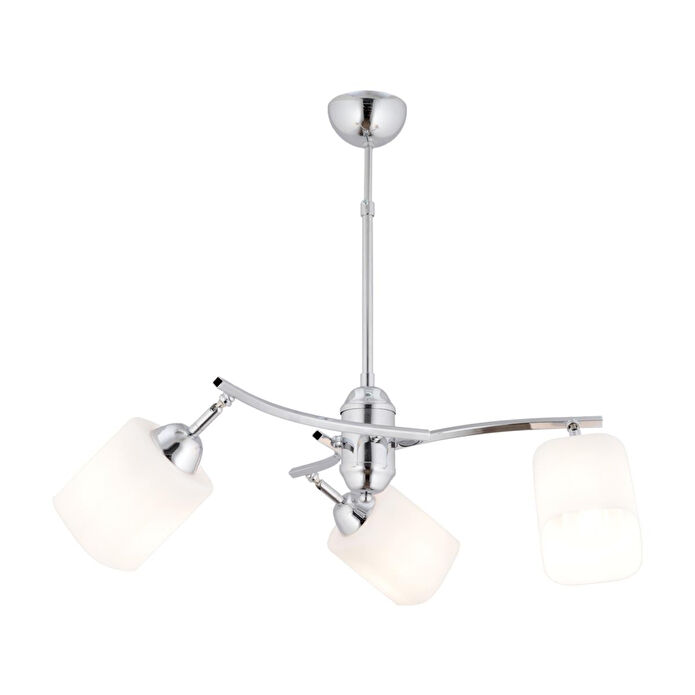 Apliqa Abbey 3'lü Krom Beyaz Camlı Yuvarlak Modern Oturma Odası Spot Salon Avize