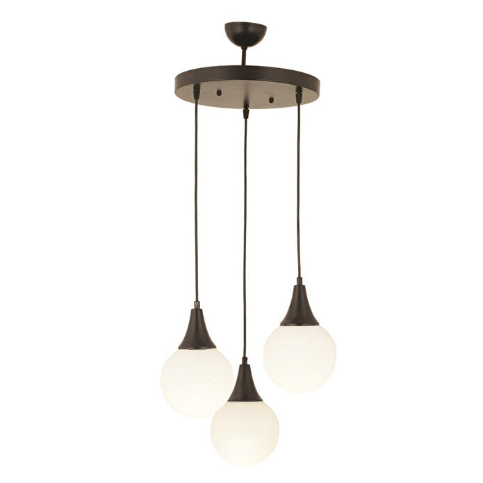 Apliqa Damla 3lü Yuvarlak Siyah Beyaz Camlı Sarkıt Modern Genç Odası Mutfaksalon Avize