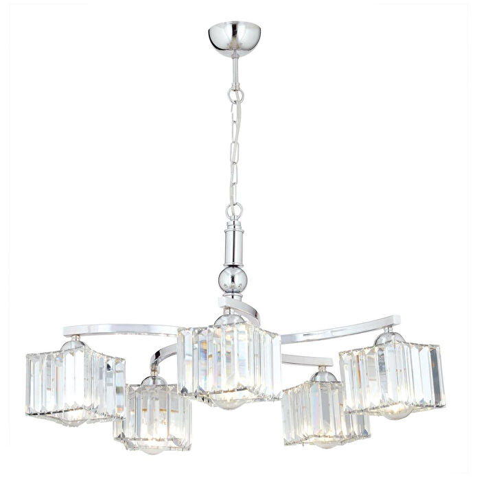 Apliqa Rima 5 Kollu Krom Kaplama Kristalli Taşlı Modern Tasarım Salon-yatak Odası Kristal Salon Avize