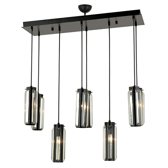 Apliqa Natali 8 Li Sıralı Siyah Salon- Modern Tasarım Yemek Masası Üstü Salon Sarkıt Avize