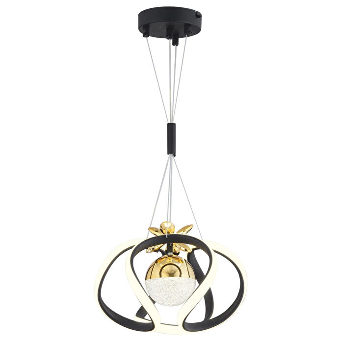 Apliqa Pelin Tekli Siyah Gold 3 Renkli 39 Watt Ledli Modern Oturma Odası, Koridor, Salon Led Avize