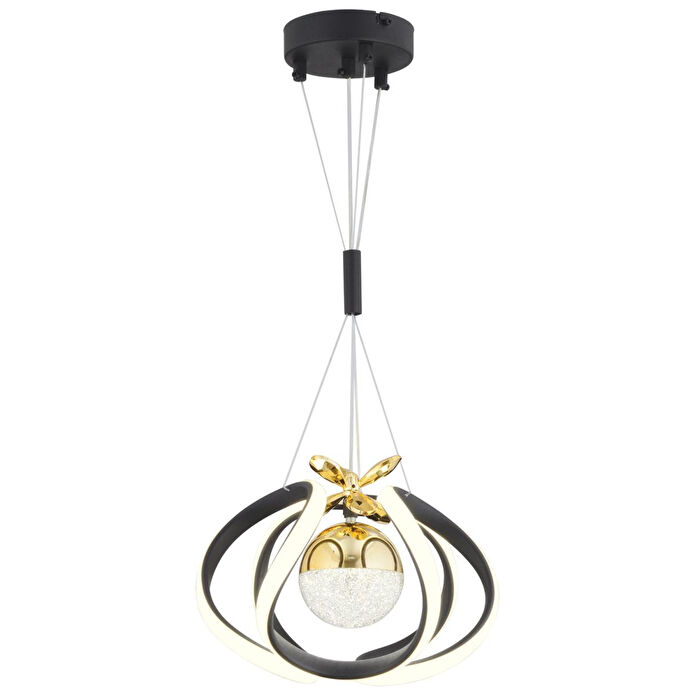 Apliqa Pelin Tekli Siyah Gold 3 Renkli 39 Watt Ledli Modern Oturma Odası, Koridor, Salon Led Avize