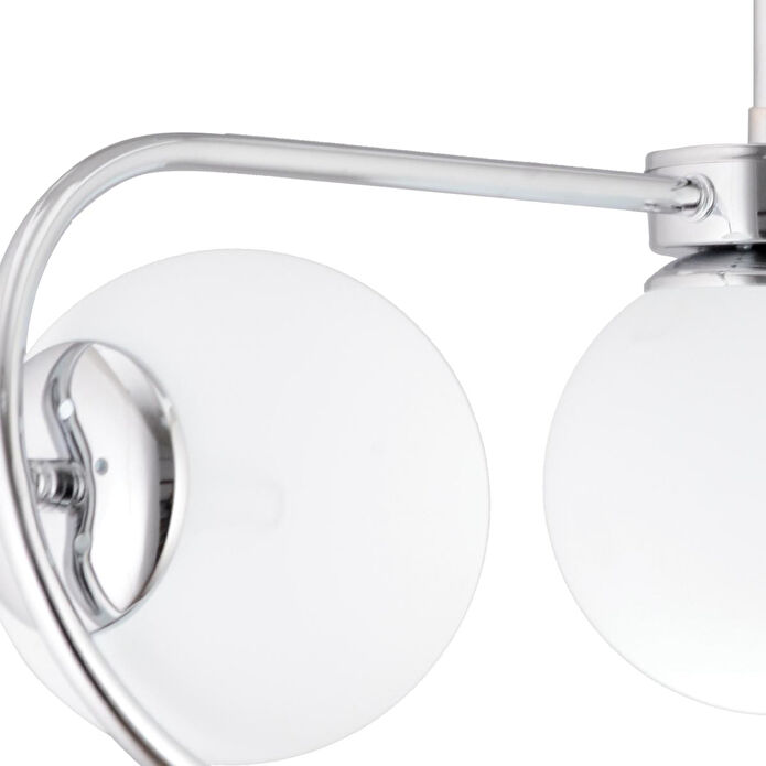 Apliqa Diaspor 3lü Sıralı Krom Beyaz Camlı Modern Sarkıt Genç Odası Yatak Odası Retro Salon Avize