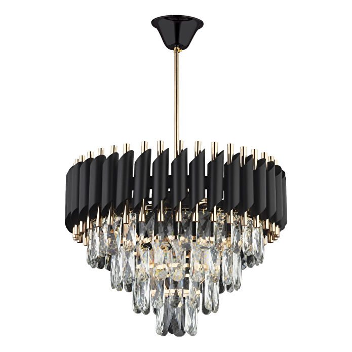 Apliqa Mikula 45'lik Yuvarlak Gold Kristal Taşlı Modern Oturma Odası Salon Sarkıt Avize