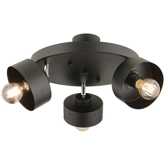 Apliqa Meriç 3'lü Siyah Plafonyer Modern Retro Genç Odası Mutfak Salon Avize
