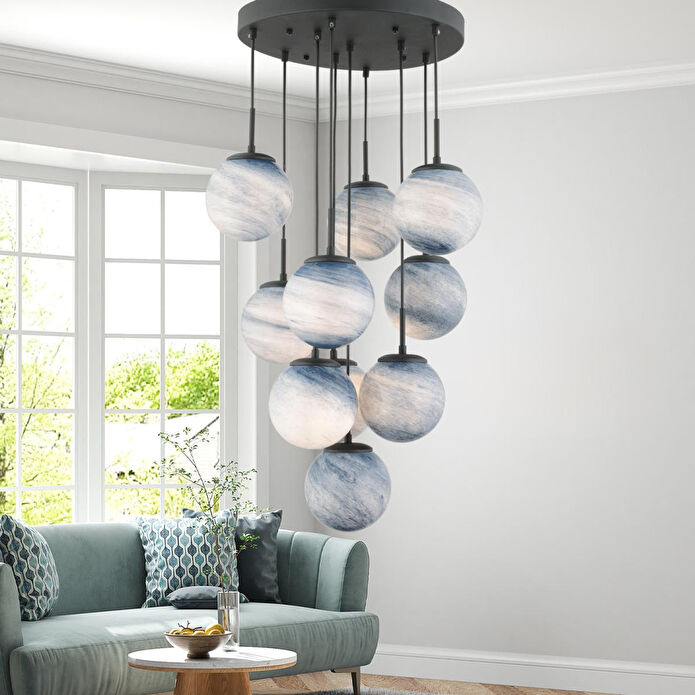 Apliqa Efser 10lu Yuvarlak Avi̇ze Modern Oturma Odası Salon Sarkıt Avize