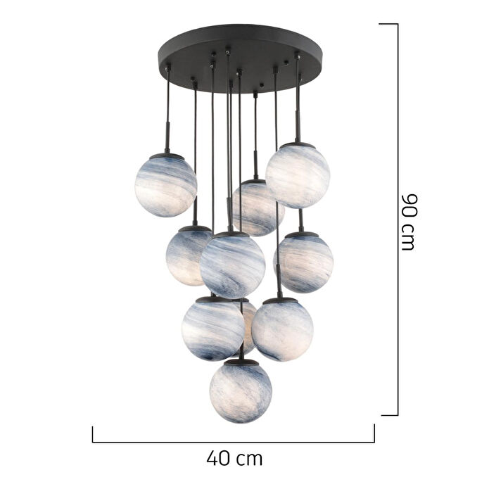 Apliqa Efser 10lu Yuvarlak Avi̇ze Modern Oturma Odası Salon Sarkıt Avize