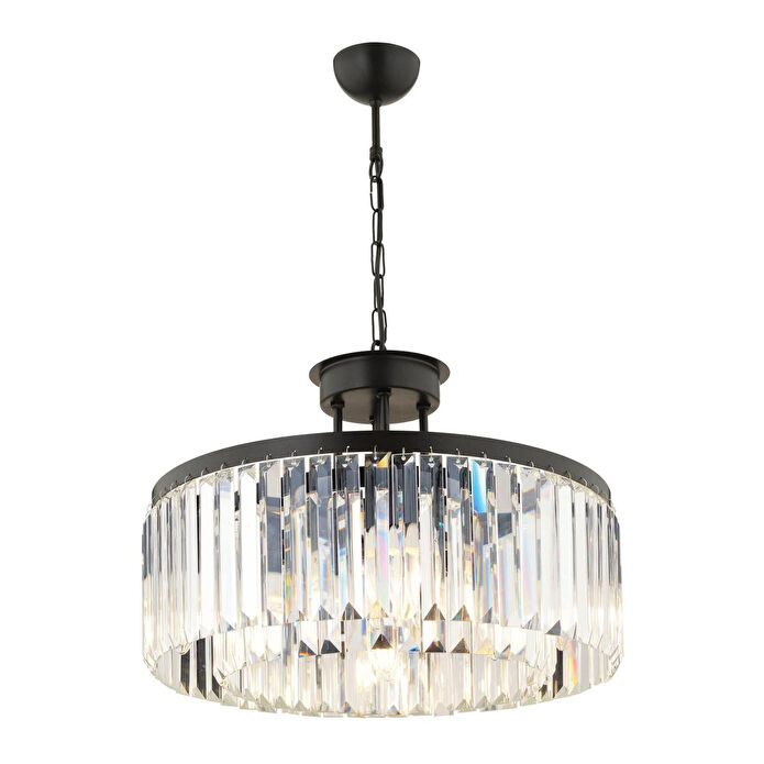 Apliqa Kanvas 45'lik Siyah Kristalli Taşlı Modern Tasarım Kristal Salon Avize