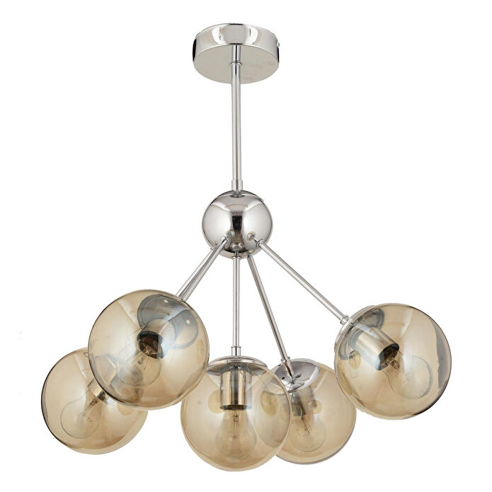 Apliqa Meyo 5li Krom Bal Camlı Modern Genç Odası Yatak Odası Salon Avize