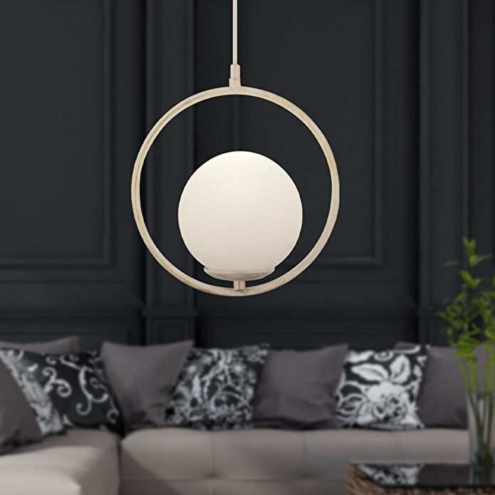 Apliqa Luis Tekli Beyaz Silme Sarkıt Beyaz Camlı Modern Sarkıt Mutfak Salon Sarkıt Avize