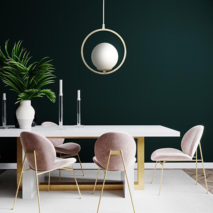 Apliqa Luis Tekli Beyaz Silme Sarkıt Beyaz Camlı Modern Sarkıt Mutfak Salon Sarkıt Avize