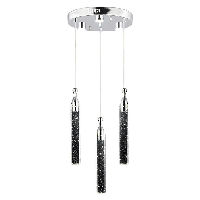 Apliqa Klaus 3'lü Yuvarlak 3 Renkli 48 Watt Krom Kristal Ledli Modern Oturma Odası Salon Sarkıt Avize