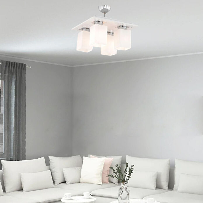 Apliqa Atlas 4 Lü Beyaz Kare Modern Genç Odası Mutfak- Banyo Mutfak Salon Spot Avize