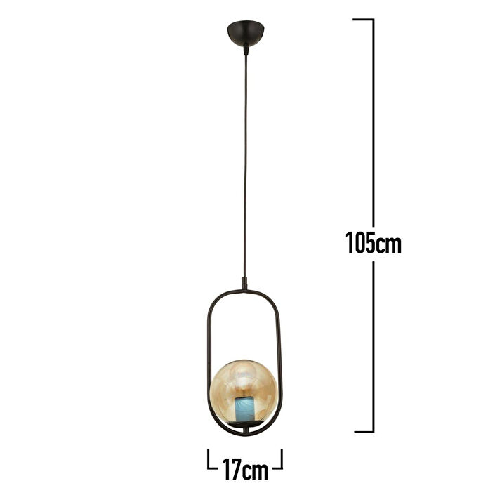 Apliqa Lorin Tekli Siyah Bal Camlı Modern Sarkıt Mutfak Salon Sarkıt Avize