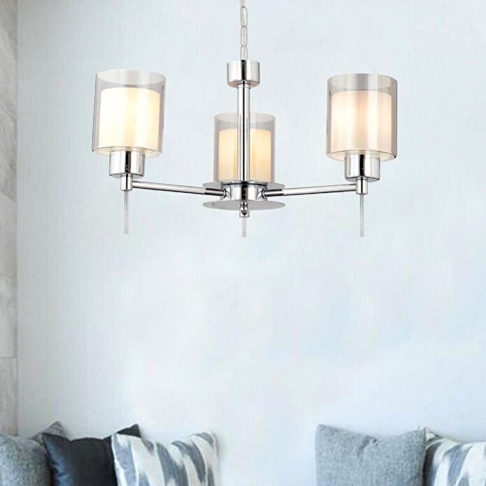 Apliqa Goldie 3 Lü Krom Kaplama Modern Sarkıt Mutfak Salon Avize