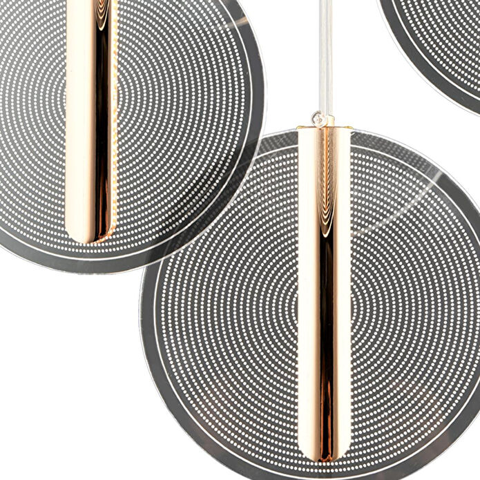 Apliqa Dustin 4'lü Yuvarlak 3 Renk 52 Watt Gold Kristal Ledli Modern Oturma Odası Salon Sarkıt Avize