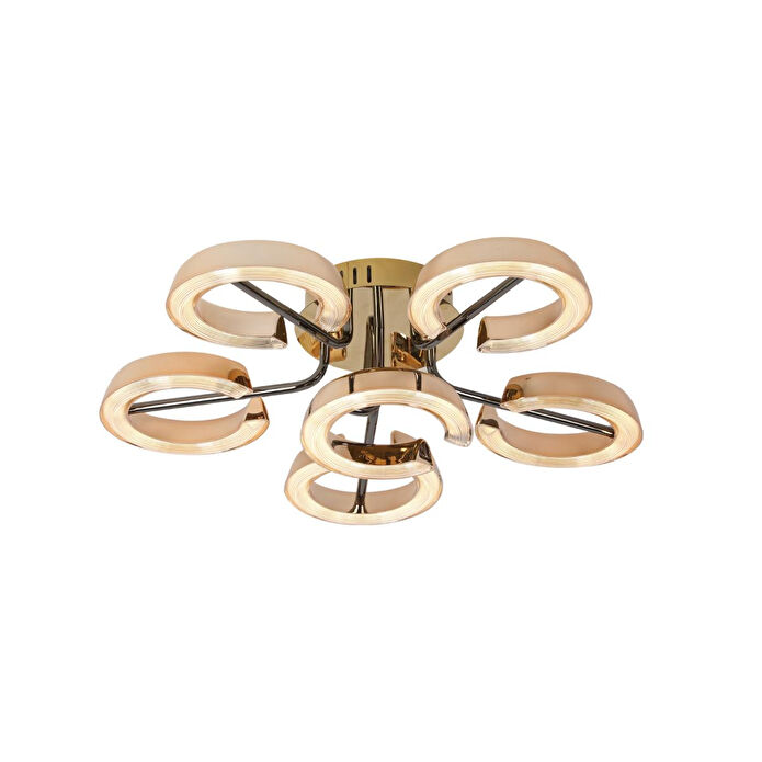 Apliqa Aster Gold 6'lı 54 Watt Plafonyer Kristal Taşlı Modern Salon Led Avize