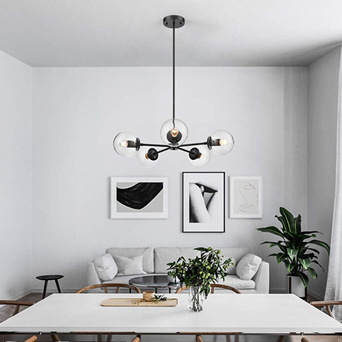 Apliqa Venon 5 Li Siyah Modern Genç Odası Mutfak Retro Salon Avize