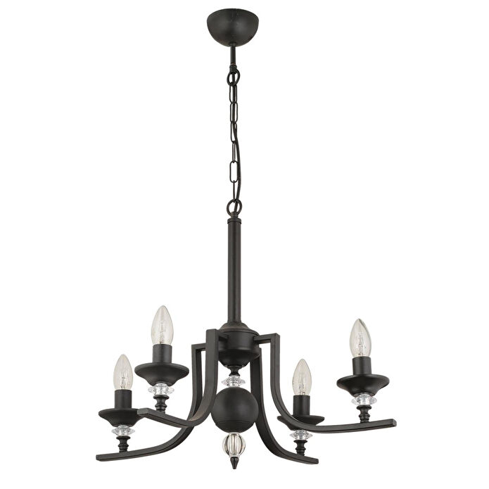 Apliqa Erza 4lü Siyah Modern Sarkıt Yatak Odası Retro Salon Avize