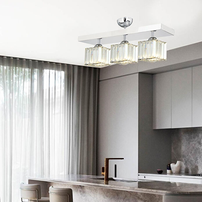 Apliqa Ri̇vi̇a 3 Lü Krom Kaplama Plafonyer Taşli Salon Avi̇ze