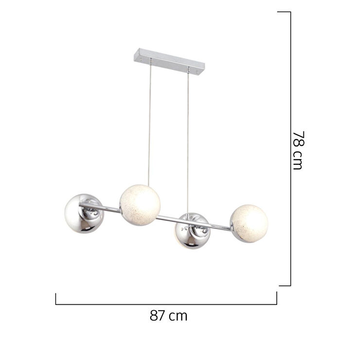 Apliqa Berca 4lü Krom Avi̇ze Modern Mutfak Yemek Masası Üstü Yatak Odası Salon Avize
