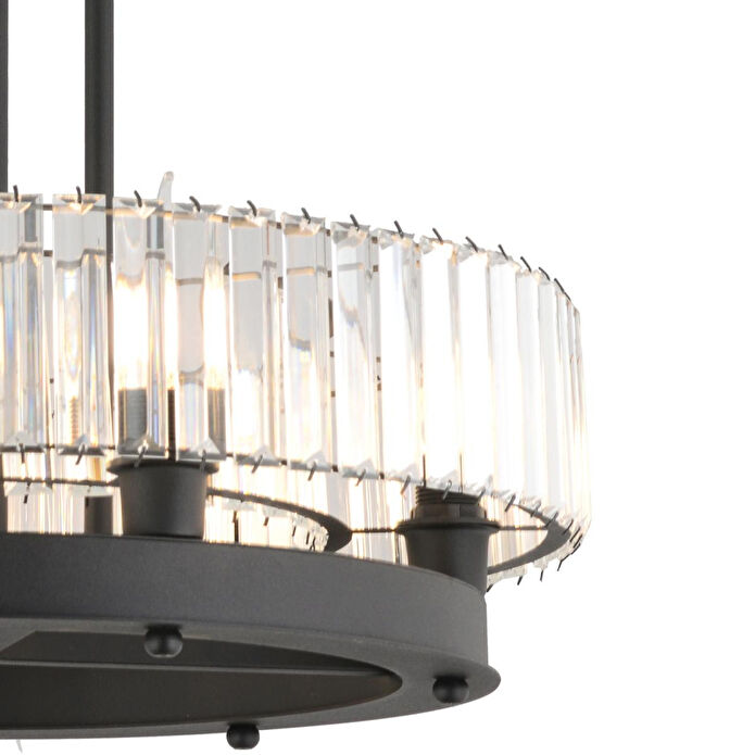 Apliqa Azalea 6lı Siyah Kristalli Taşlı Modern Tasarım Kristal Büyük Salon Avize