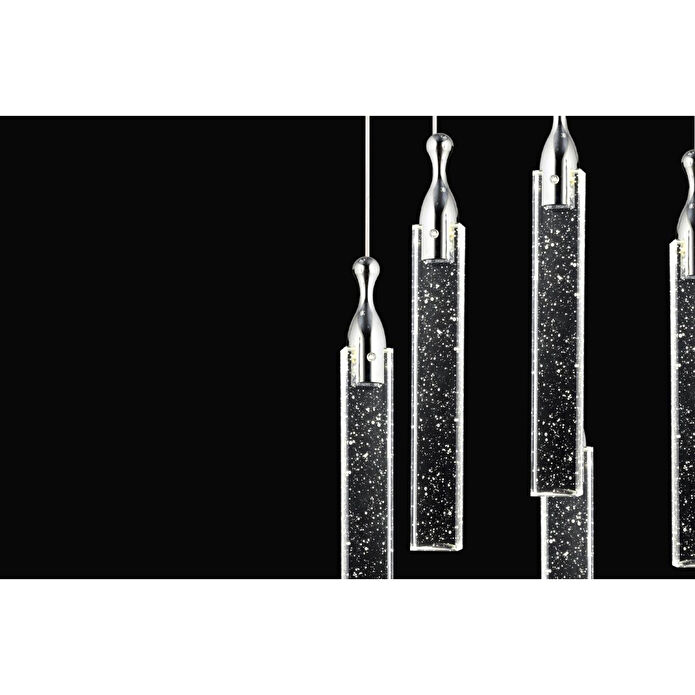 Apliqa Klaus 5'li Yuvarlak Krom Kristal Ledli Modern Oturma Odası Salon Sarkıt Avize