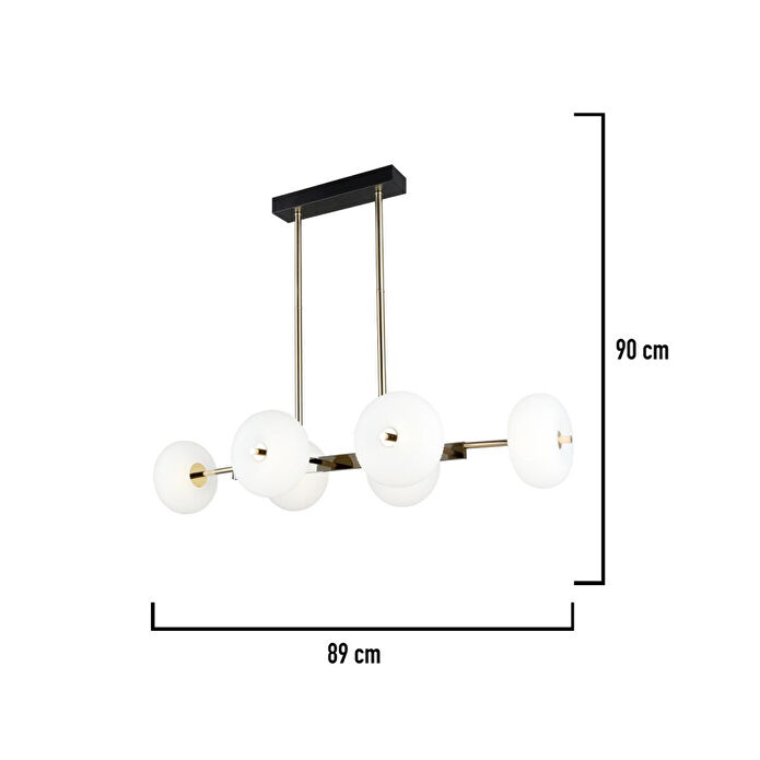 Apliqa Sanya Sıralı 60 Watt Siyah Gold Modern Oturma Odası, Yemek Masası Üstü, Salon Avize