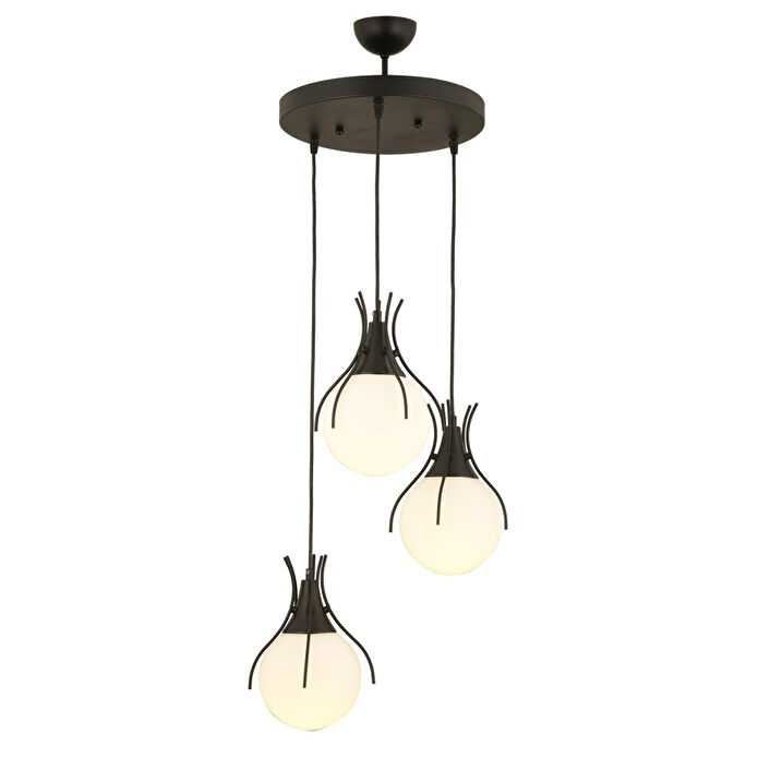 Apliqa Terra 3lü Yuvarlak Siyah Modern Sarkıt Genç Odası Mutfak Yatak Odası Salon Sarkıt Avize