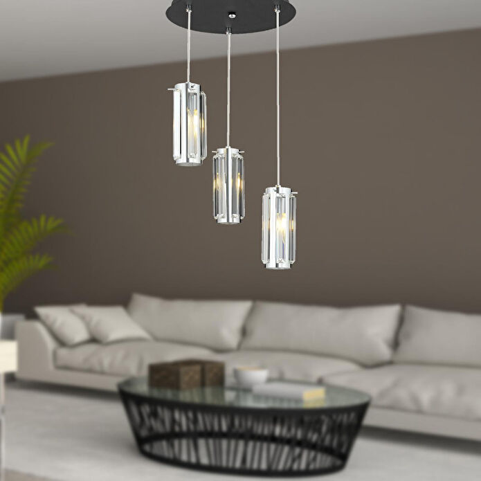 Apliqa Natali 3lü Sarkıt Krom Modern Genç Odası Mutfak Salon Sarkıt Avize