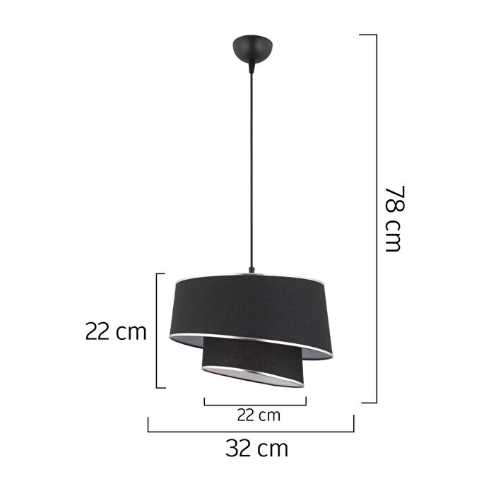 Apliqa Paoni 2 Katlı Siyah Gümüş Detaylı Modern Koridor,yatak Odası Salon Avize