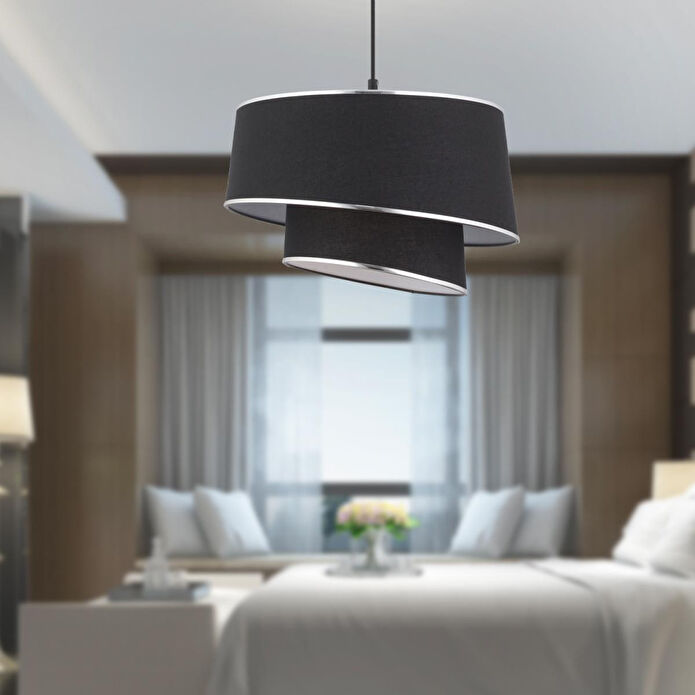 Apliqa Paoni 2 Katlı Siyah Gümüş Detaylı Modern Koridor,yatak Odası Salon Avize