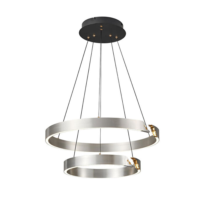 Apliqa Late Gri İki Katlı Yuvarlak 69 Watt Modern Sarkıt Salon Led Avize