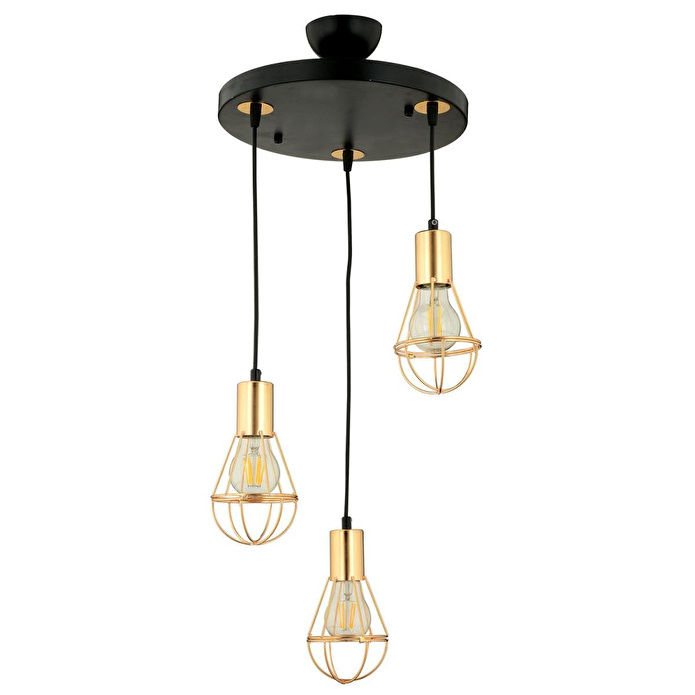 Apliqa Ciri 3 Lü Yuvarlak Gold Kaplama Tel Sarkıt Modern Genç Odası Mutfak Oturma Odası Salon Sarkıt Avize