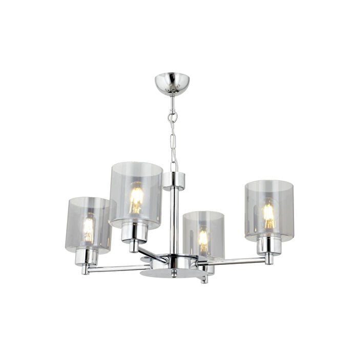 Apliqa Goldie 4 Lü Krom Kaplama Modern Yatak Odası Salon Avize