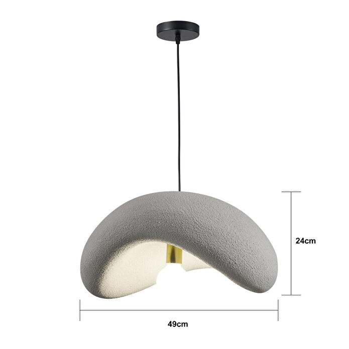 Apliqa Voliny Büyük Gri Beton Modern Sarkıt Oturma Odası Salon Sarkıt Avize